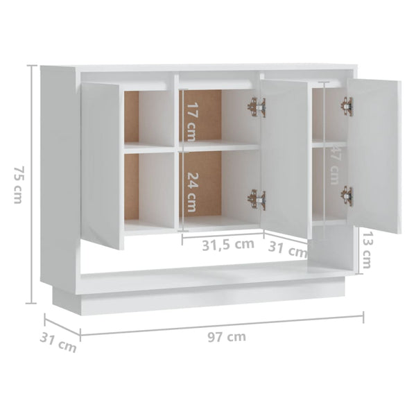 Hochglanz Weißes Sideboard 97 cm