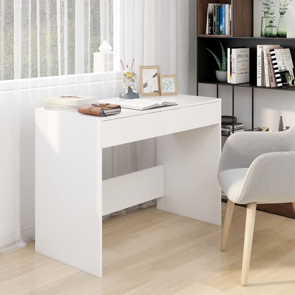 Weißer Schreibtisch mit Schubladen, 101 cm