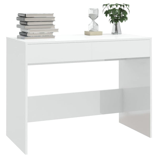 Schreibtisch Hochglanz Weiß, 101 cm