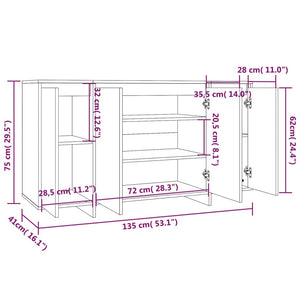 Hochglanz Sideboard Weiß 135 cm