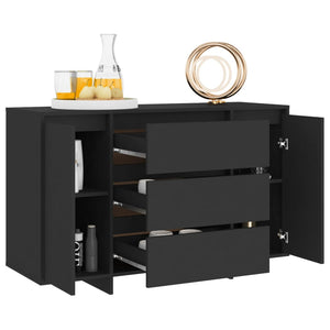 Schwarzes Sideboard mit 3 Schubladen 120 cm
