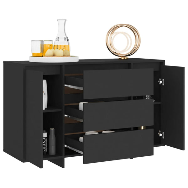 Schwarzes Sideboard mit 3 Schubladen 120 cm
