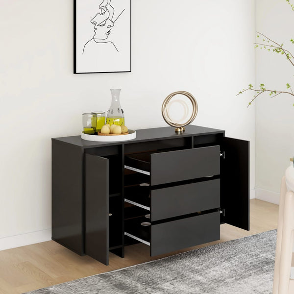 Schwarzes Sideboard mit 3 Schubladen 120 cm