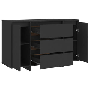 Schwarzes Sideboard mit 3 Schubladen 120 cm