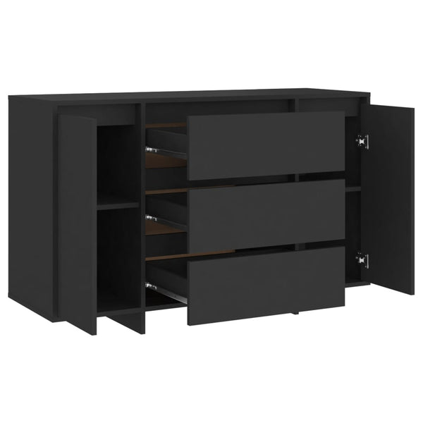 Schwarzes Sideboard mit 3 Schubladen 120 cm