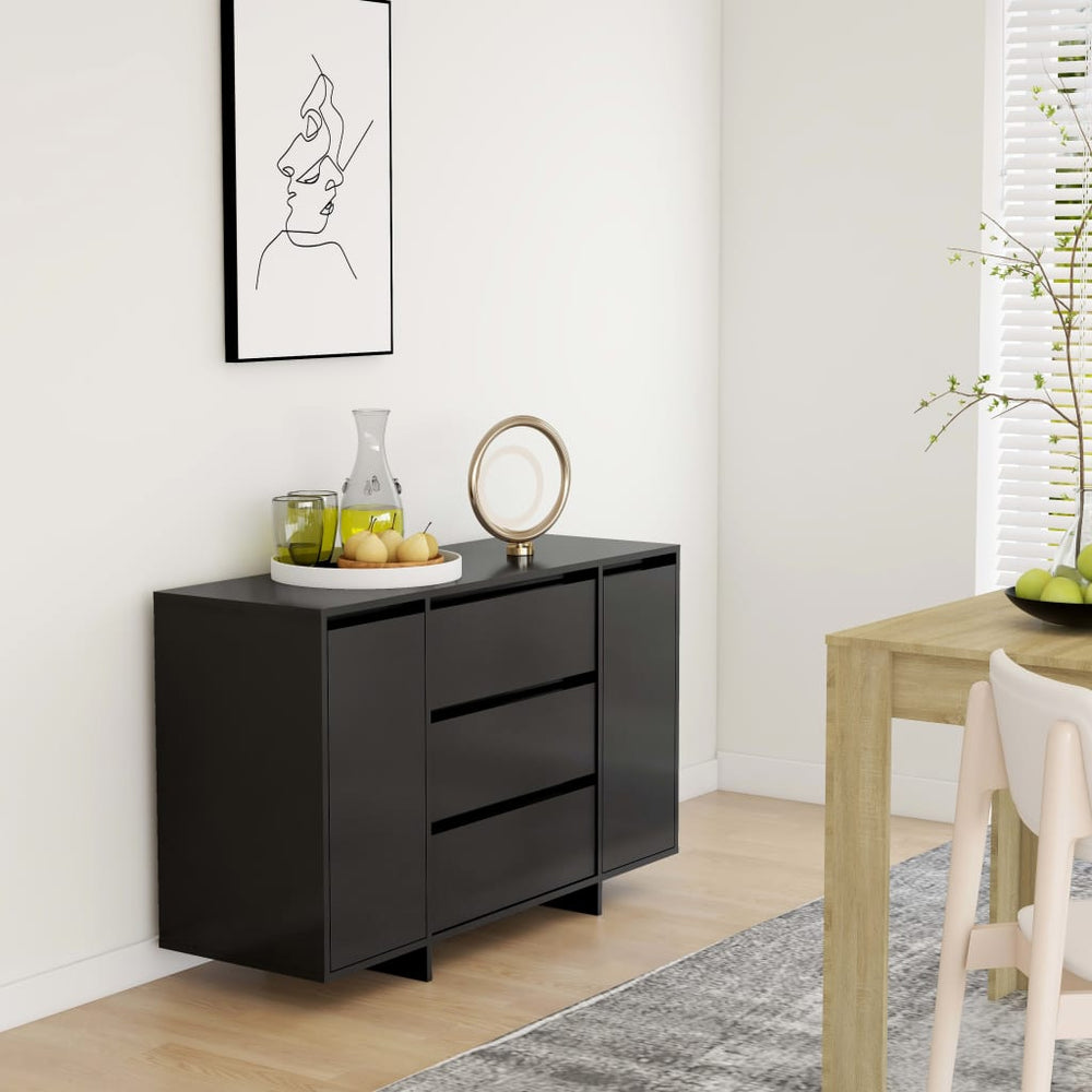 Schwarzes Sideboard mit 3 Schubladen 120 cm