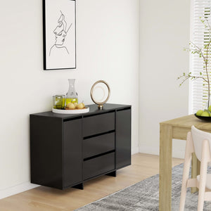 Schwarzes Sideboard mit 3 Schubladen 120 cm