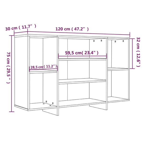 Sideboard Hochglanz Weiß 120 cm