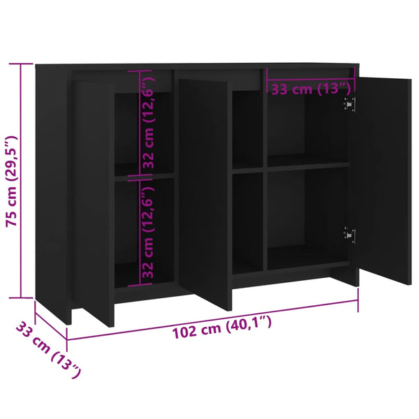 Schwarzes Sideboard 102 cm