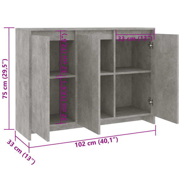 Sideboard Betongrau 102 cm