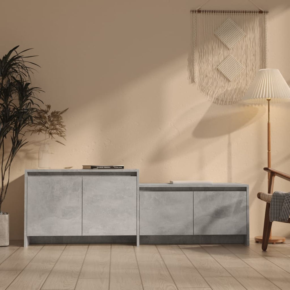 Meuble TV vidaXL gris béton 146,5x35x50 cm en bois d'ingénierie