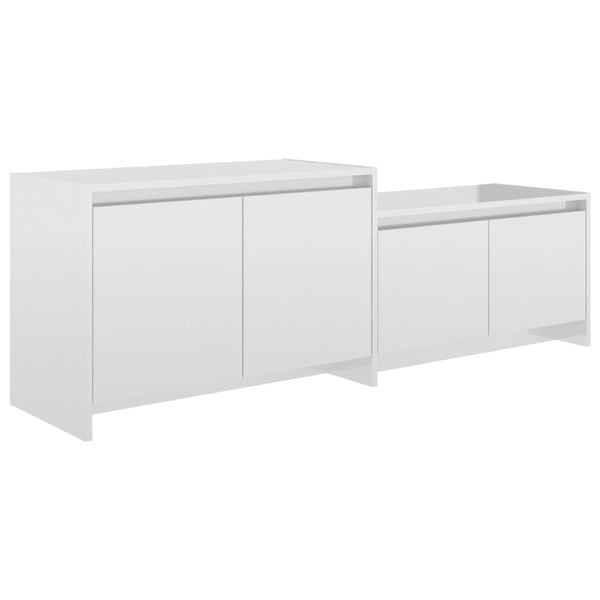 Meuble TV vidaXL blanc brillant 146,5x35x50 cm en bois d'ingénierie