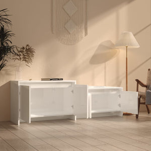Meuble TV vidaXL blanc brillant 146,5x35x50 cm en bois d'ingénierie