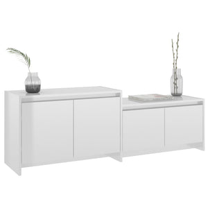 Meuble TV vidaXL blanc brillant 146,5x35x50 cm en bois d'ingénierie