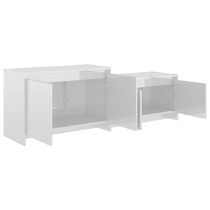 Meuble TV vidaXL blanc brillant 146,5x35x50 cm en bois d'ingénierie