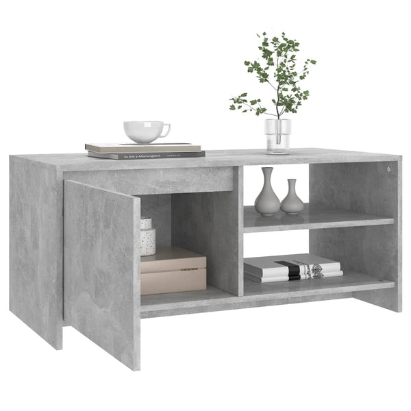 vidaXL Table basse gris béton 102x50x45 cm Aggloméré