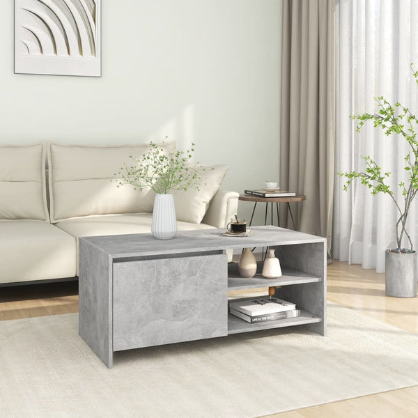 vidaXL Table basse gris béton 102x50x45 cm Aggloméré