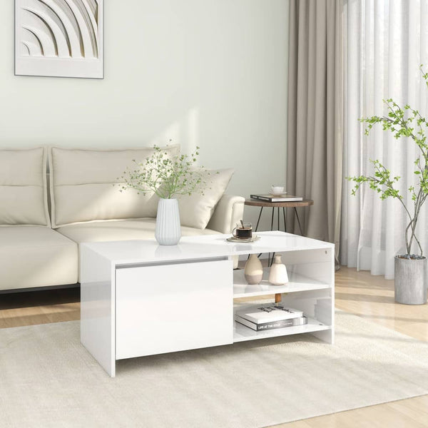 Couchtisch Hochglanz Weiß 102x50 cm
