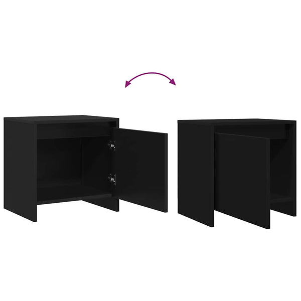 Nachttische 2er Set Schwarz Holz