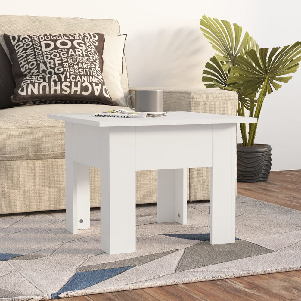 vidaXL Table basse blanche 55x55x42 cm, bois d'ingénierie