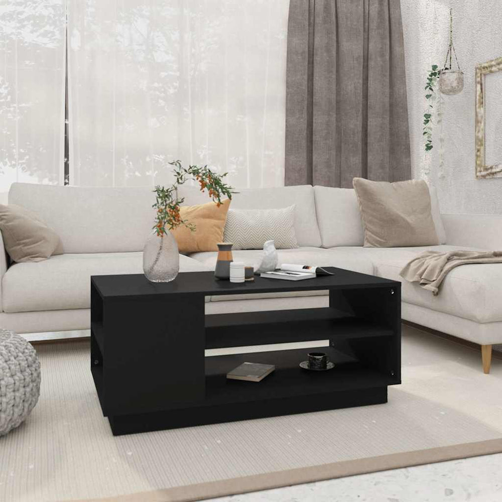 vidaXL Table basse noire 102x55x43 cm en bois d'ingénierie