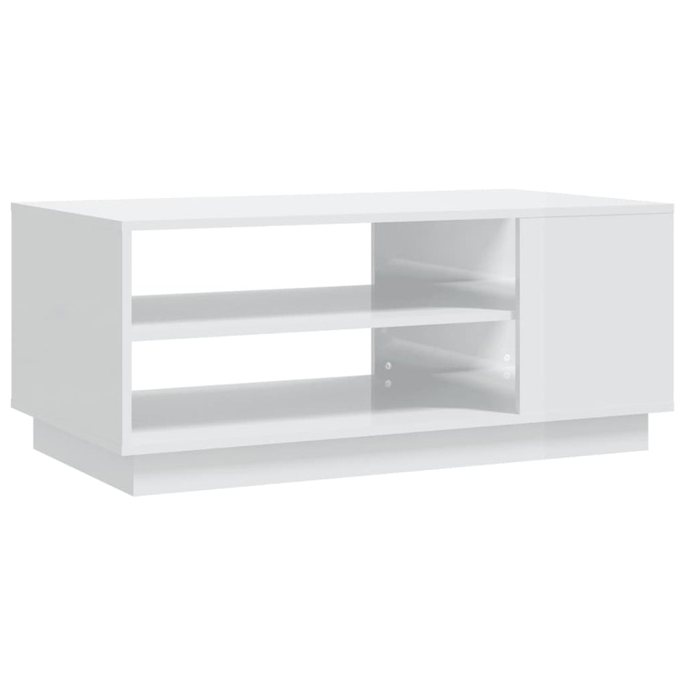 vidaXL Table basse blanc brillant 102x55x43 cm Aggloméré