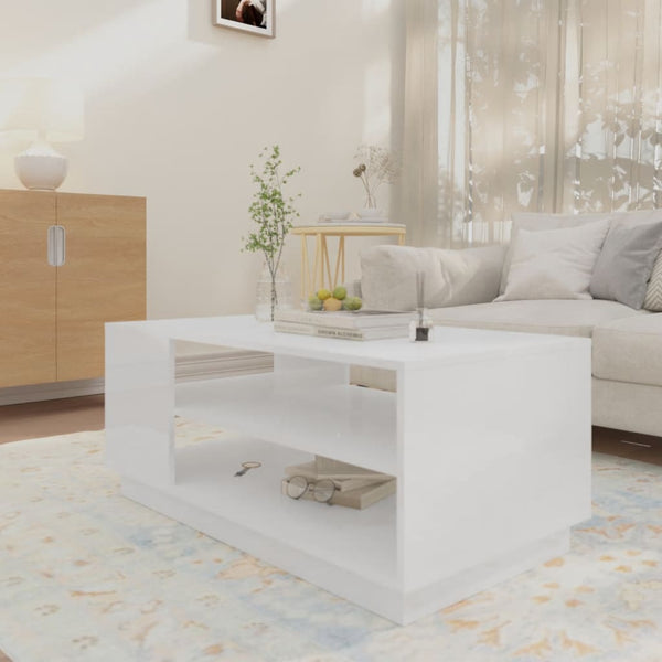 Couchtisch Hochglanz Weiß 102x55 cm