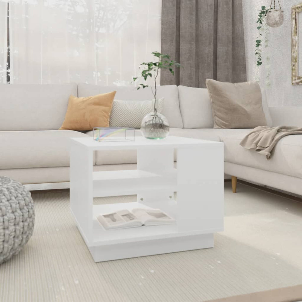 vidaXL Table basse blanche 55x55x43 cm en bois d'ingénierie