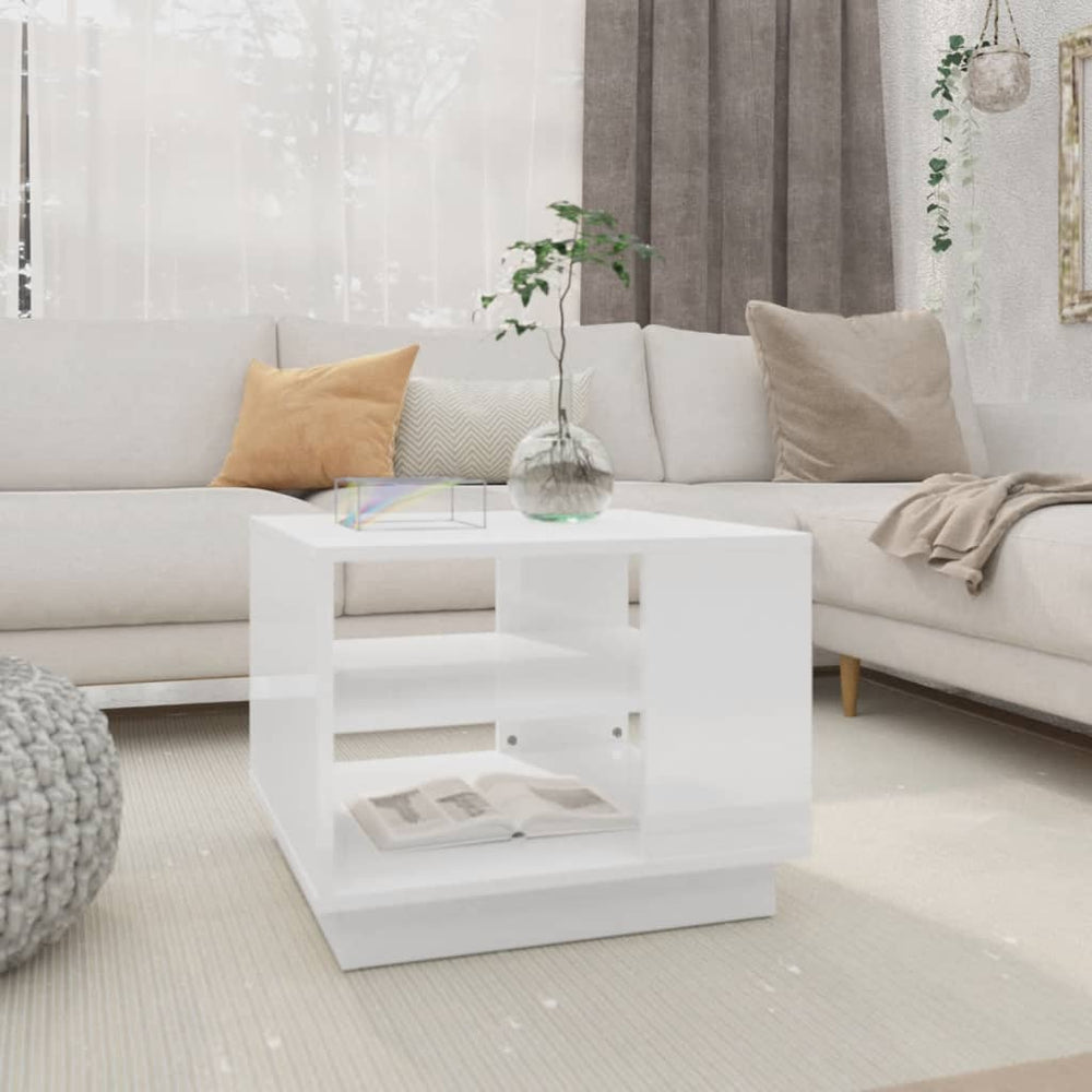 vidaXL Table basse blanc brillant 55x55x43 cm Bois d'ingénierie