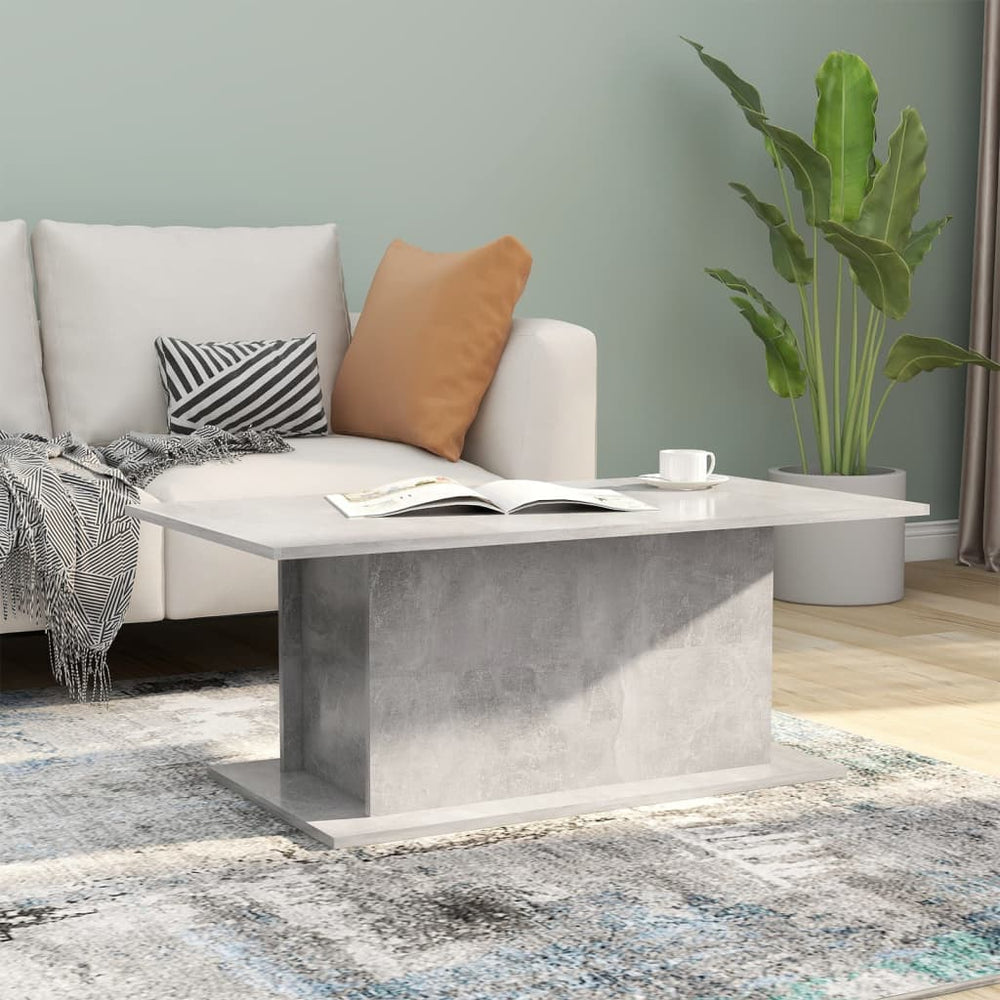 vidaXL Table basse gris béton 102x55,5x40 cm bois d'ingénierie