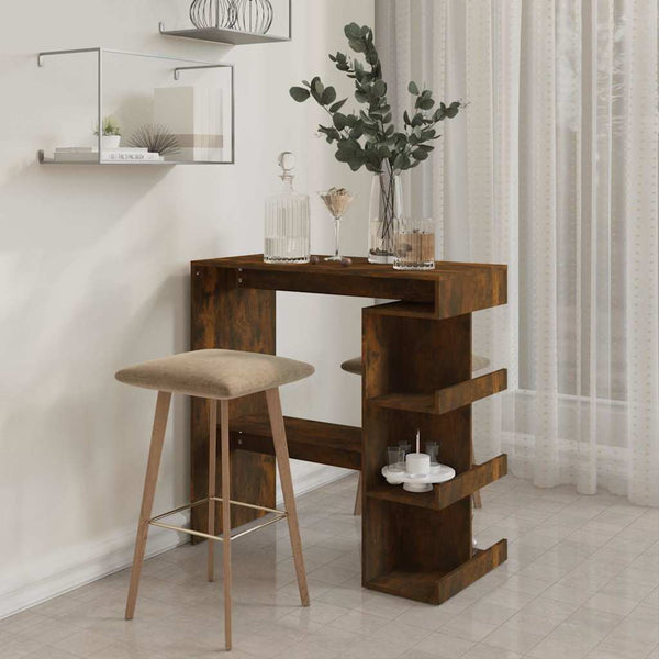 Bartisch mit Regal Räuchereiche 100x50 cm