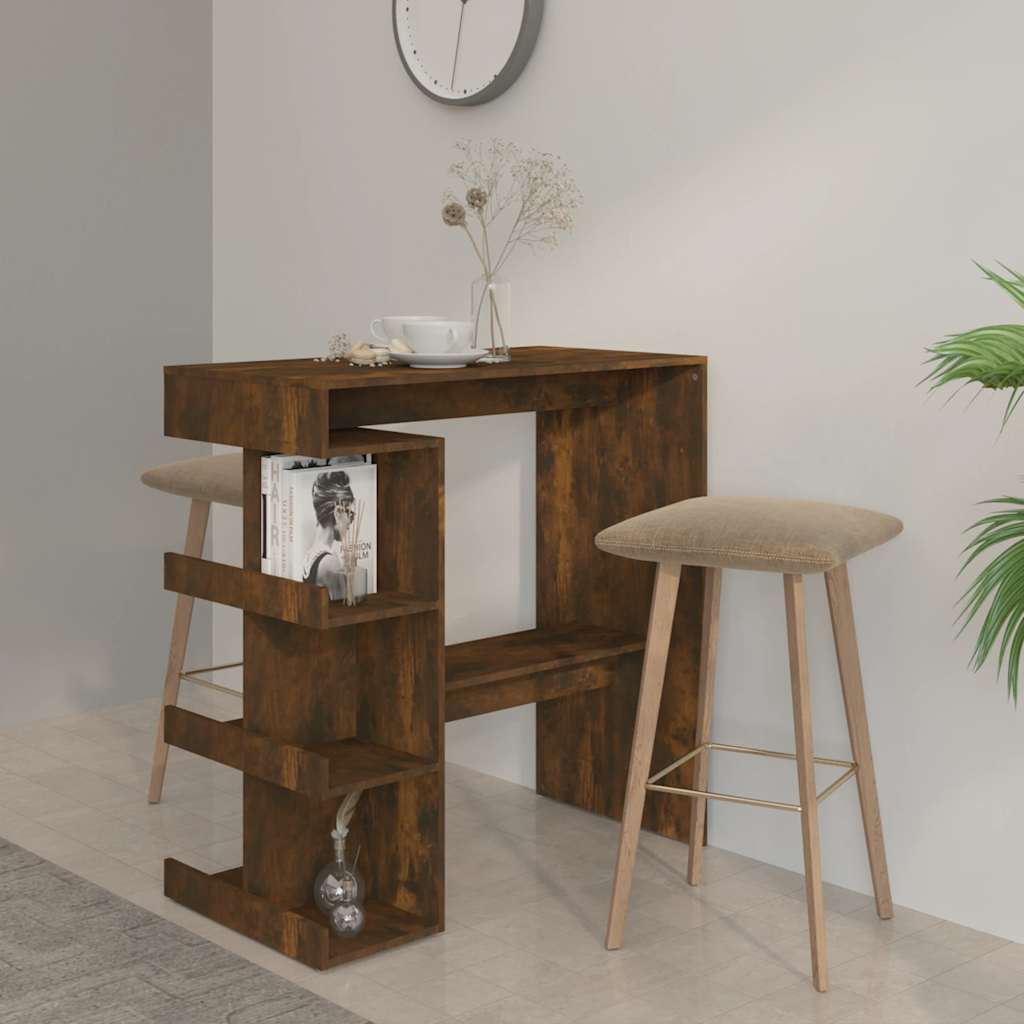 Bartisch mit Regal Räuchereiche 100x50 cm