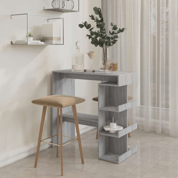 Bartisch mit Regal Grau Sonoma 100x50 cm