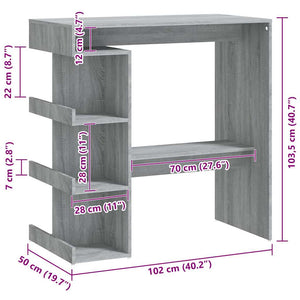 Bartisch mit Regal Grau Sonoma 100x50 cm