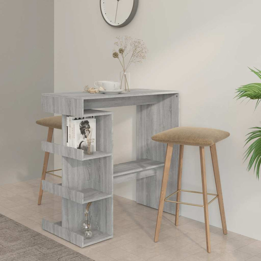 Bartisch mit Regal Grau Sonoma 100x50 cm