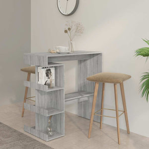 Bartisch mit Regal Grau Sonoma 100x50 cm