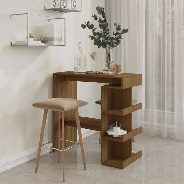 Bartisch mit Regal, Braun Eiche, 100cm