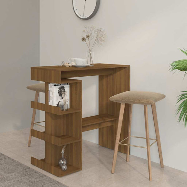 Bartisch mit Regal, Braun Eiche, 100cm