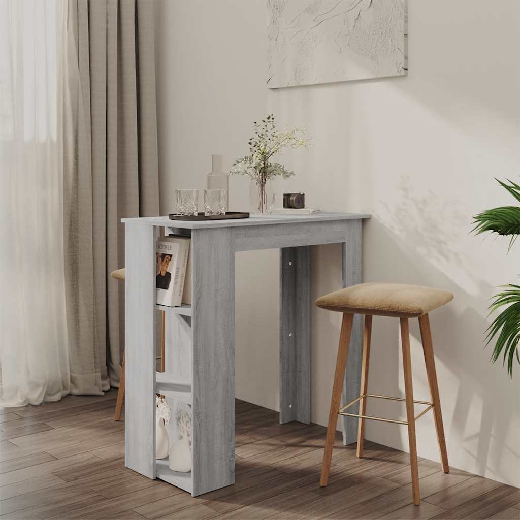 Bartisch mit Regal, Sonoma Grau, 102 cm