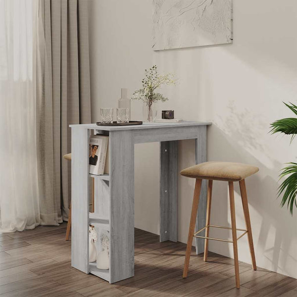 Bartisch mit Regal, Sonoma Grau, 102 cm