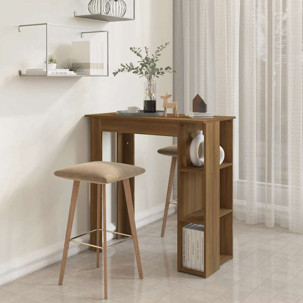 Bartisch mit Regal, Braun Eiche