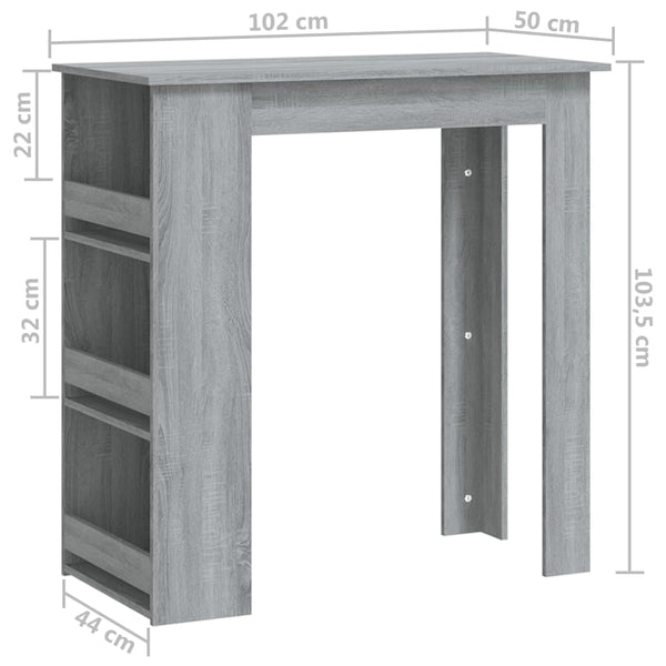 Bartisch mit Regal Grau Sonoma