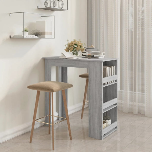 Bartisch mit Regal Grau Sonoma