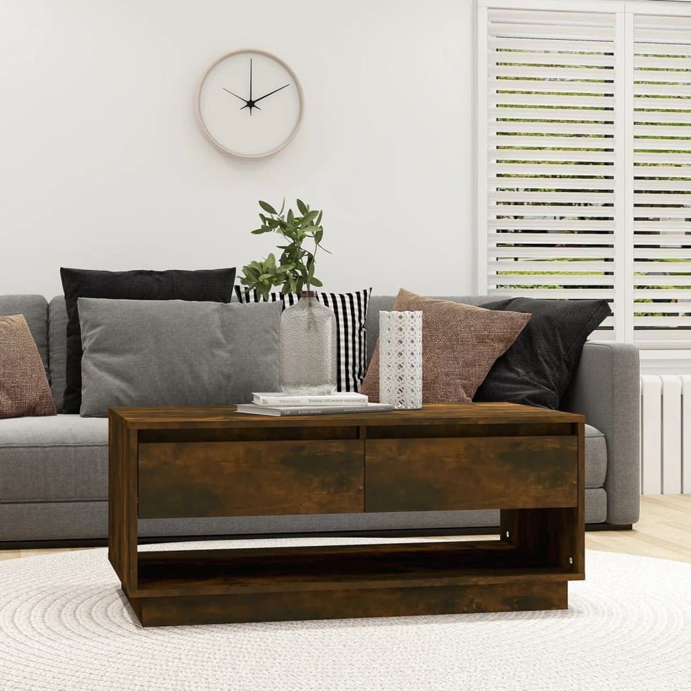 vidaXL Table basse chêne fumé 102,5x55x44 cm bois d'ingénierie