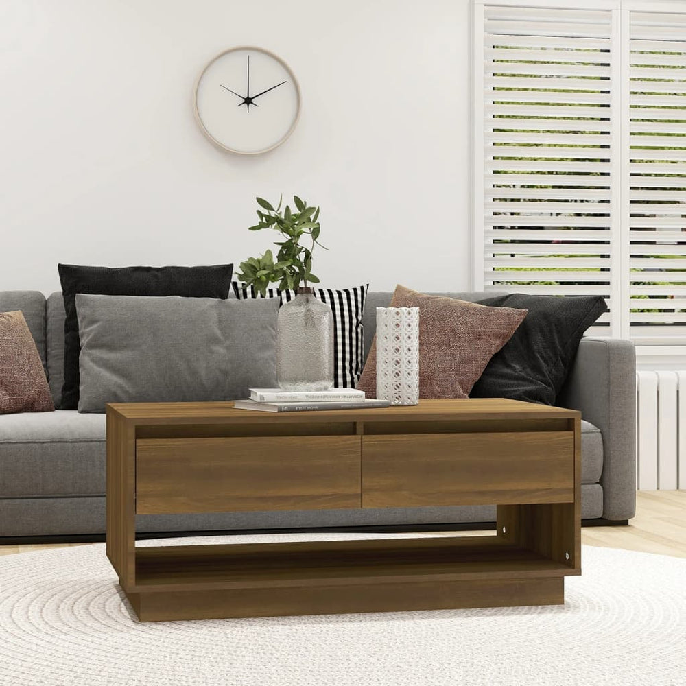 vidaXL Table basse marron aspect chêne 102,5x55x44 cm Bois d'ingénierie