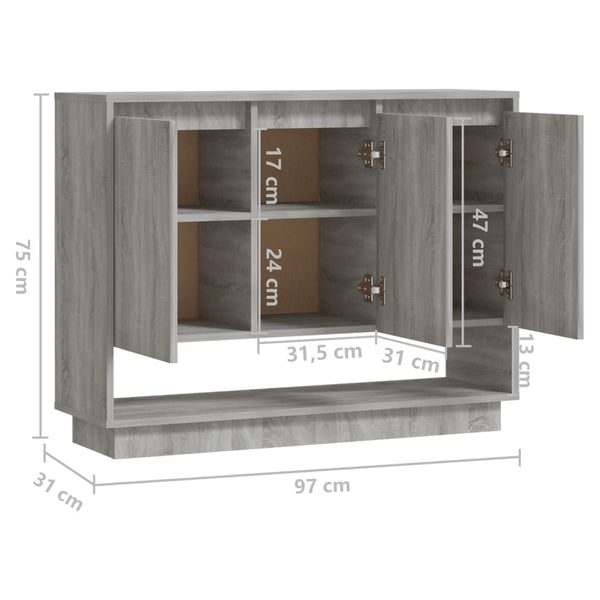 Graues Sideboard Sonoma, 97 cm