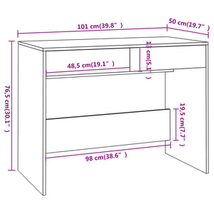 Schreibtisch Eichenoptik Braun, 101 cm
