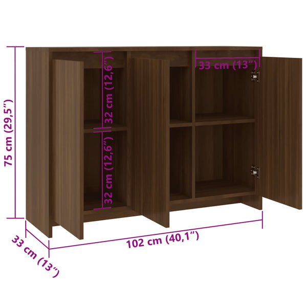 Sideboard Braun Eichenoptik 102 cm