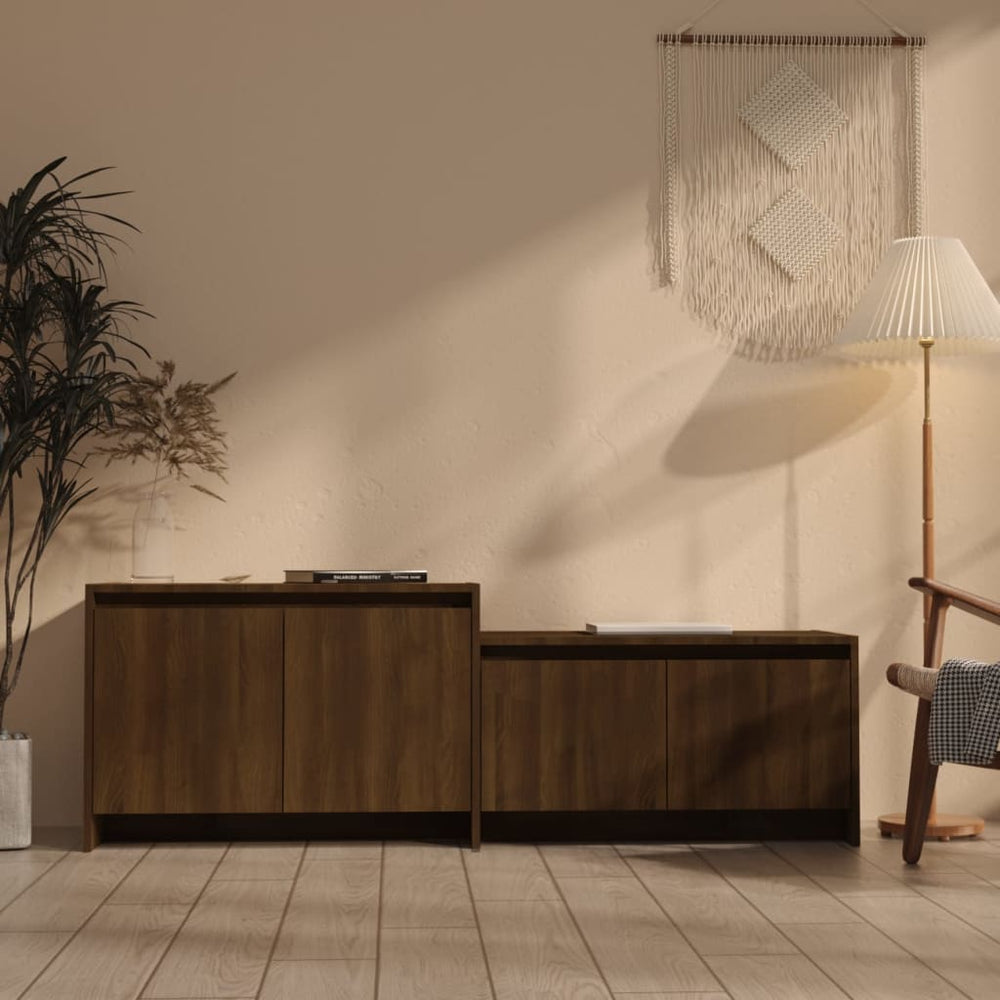 vidaXL TV Cabinet Brown Oak Look 146.5x35x50 cm Engineered Wood