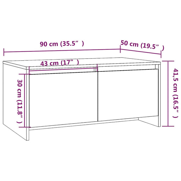 Couchtisch Grau Sonoma 90x50 cm